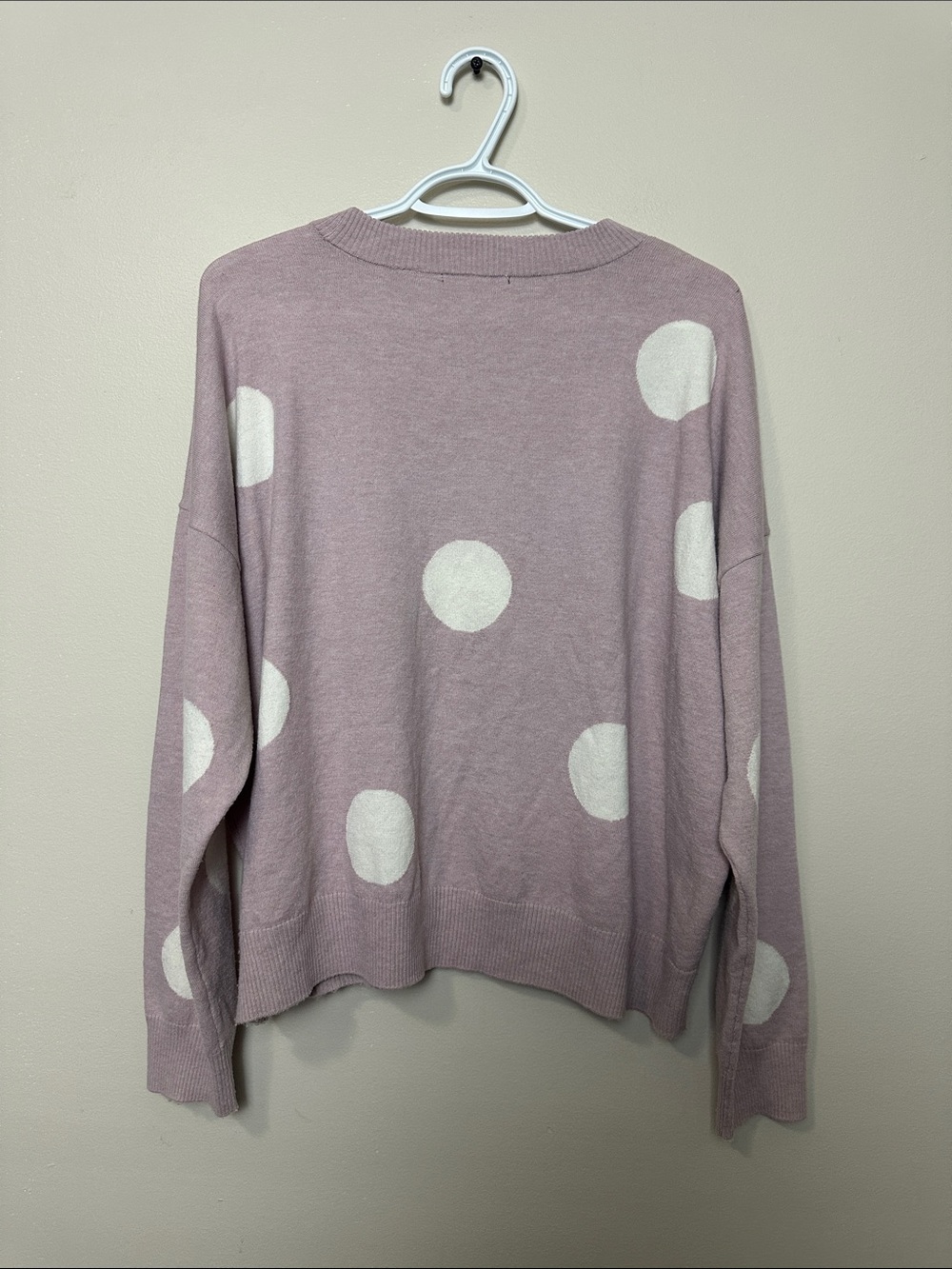 Tahari Dusty Pink Polka Dot Crewneck Sweater XL Soft Lightweight Knit - Picture 8 of 8